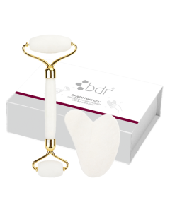 BDR Crystal Harmony Massage duo Face Quartz Roller & Gua Sha Stone - rullik näomassaažiks                                                             